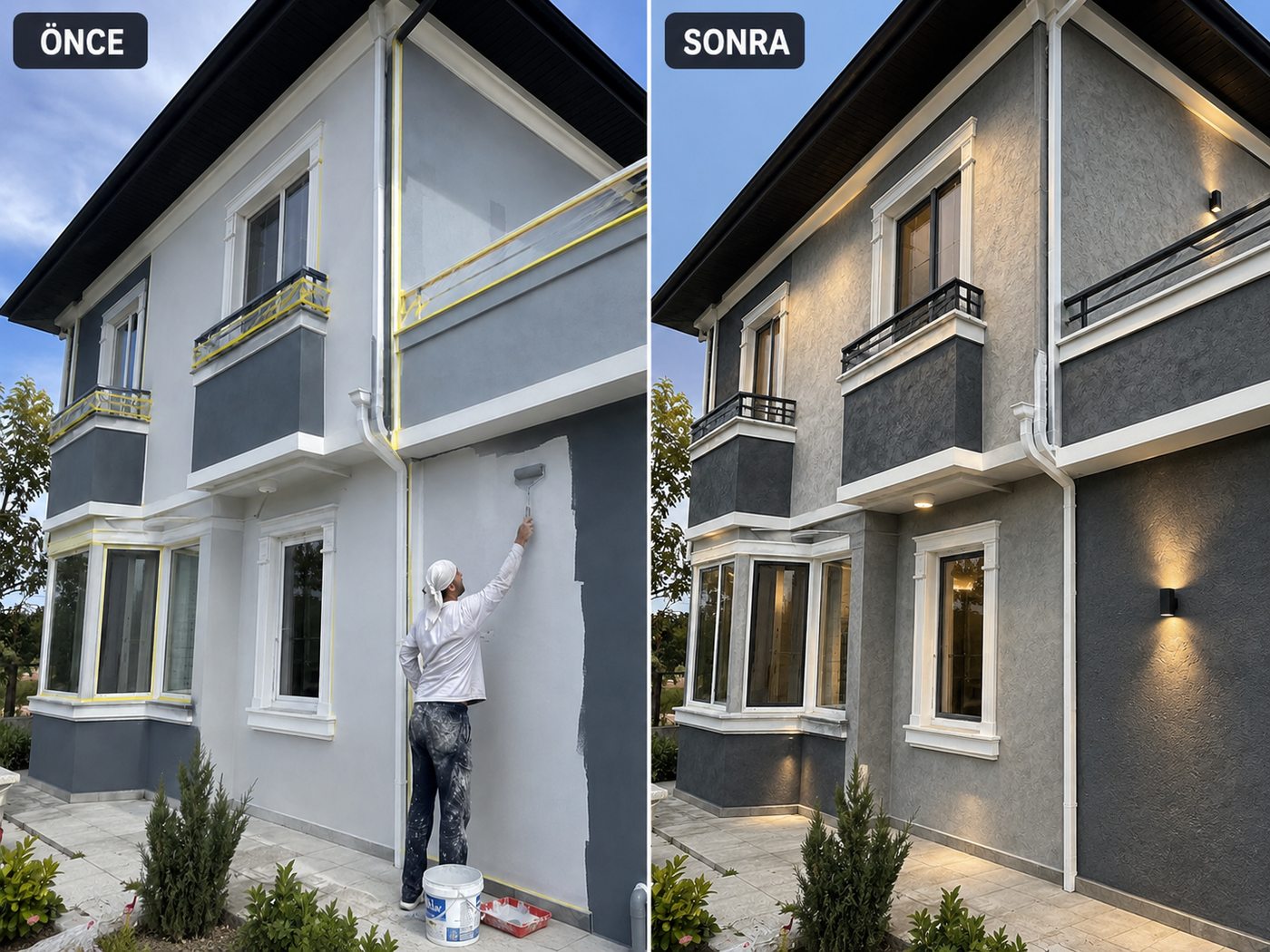 Çamtepe dış cephe boya öncesi ve sonrası