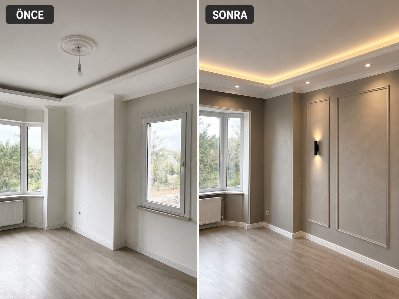 Çamtepe iç cephe boya öncesi ve sonrası